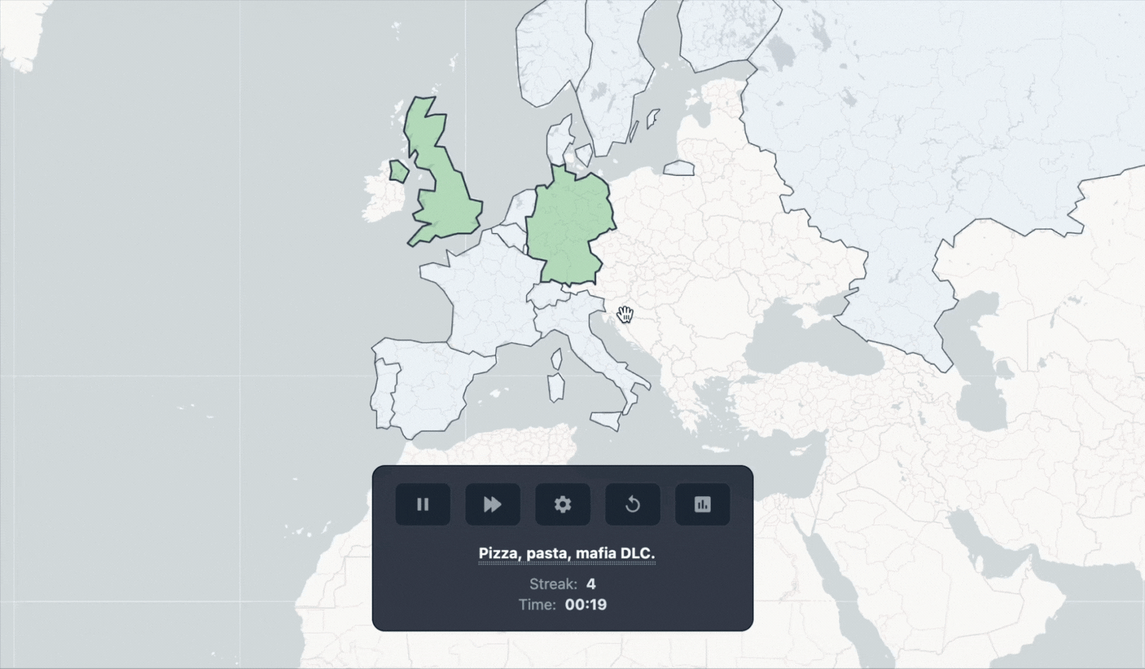 Hint Mode Preview - Interactive preview of hint-based geography game